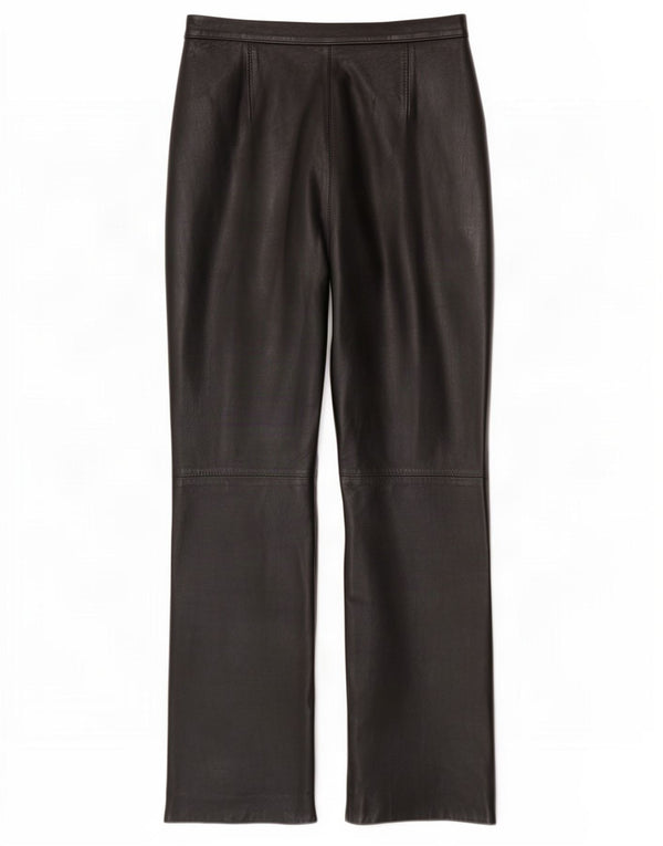 Woodlands Pantalon droit en cuir pour femme UK 10 Small W26 L29 Noir