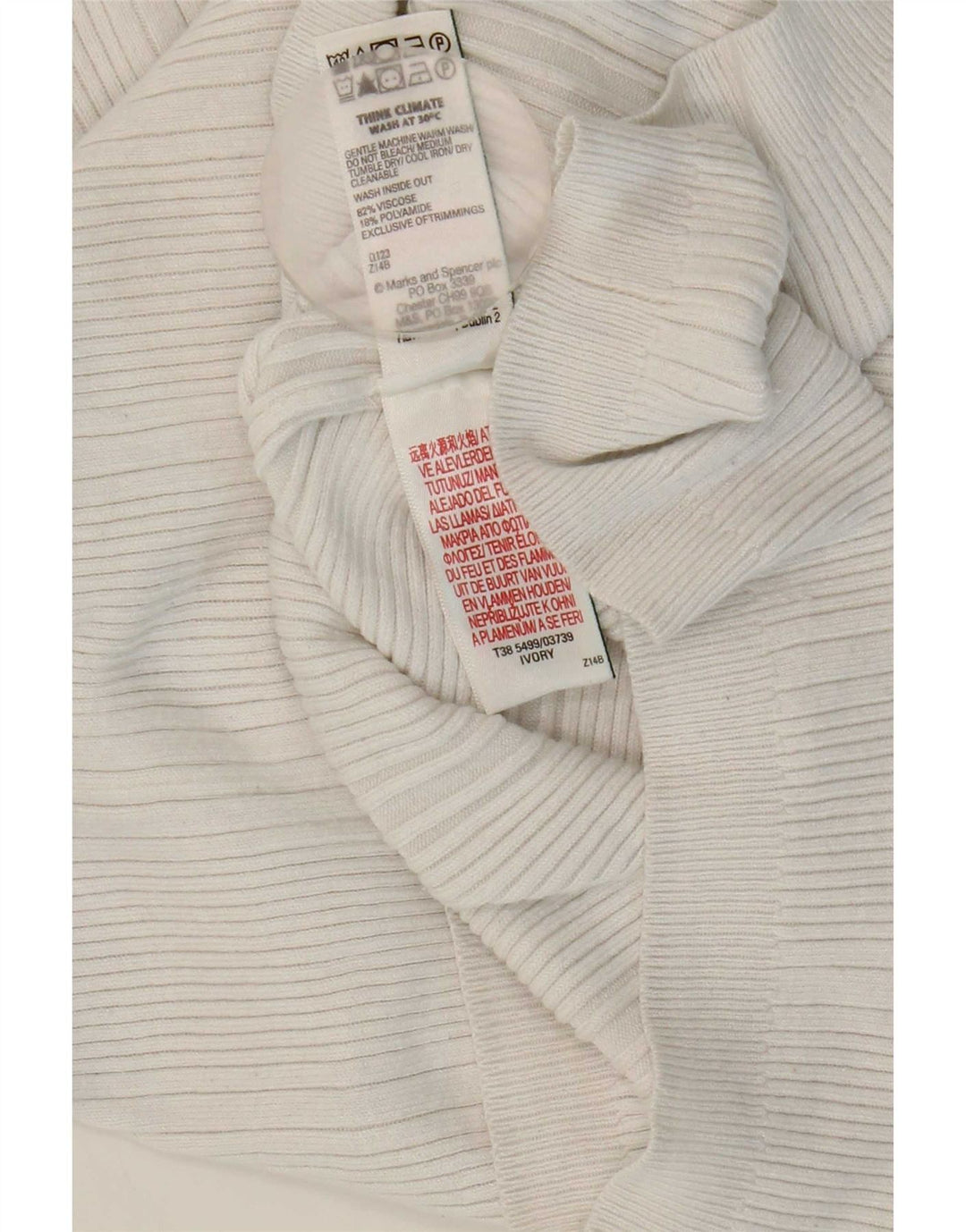 Marks & Spencer Pull col roulé pour femme UK 12 Viscose blanc moyen