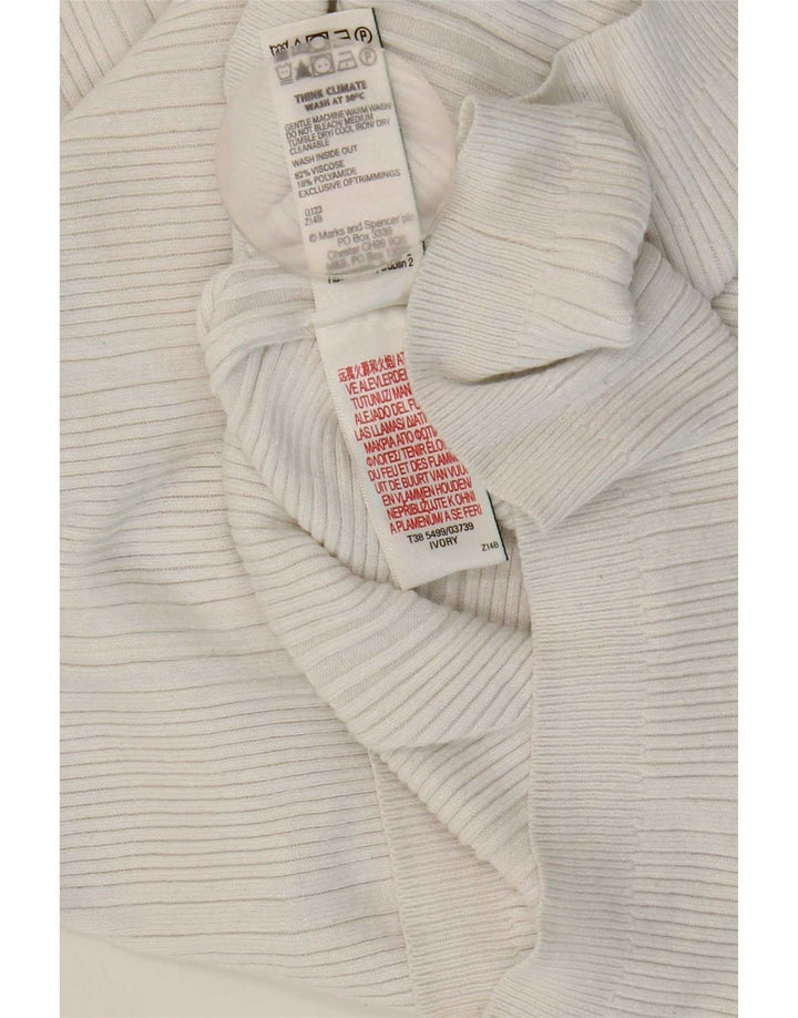 Marks & Spencer Pull col roulé pour femme UK 12 Viscose blanc moyen
