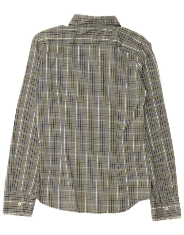 Benetton Chemise Femme UK 12 Medium Kaki Check Coton
