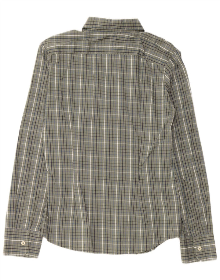 Benetton Chemise Femme UK 12 Medium Kaki Check Coton