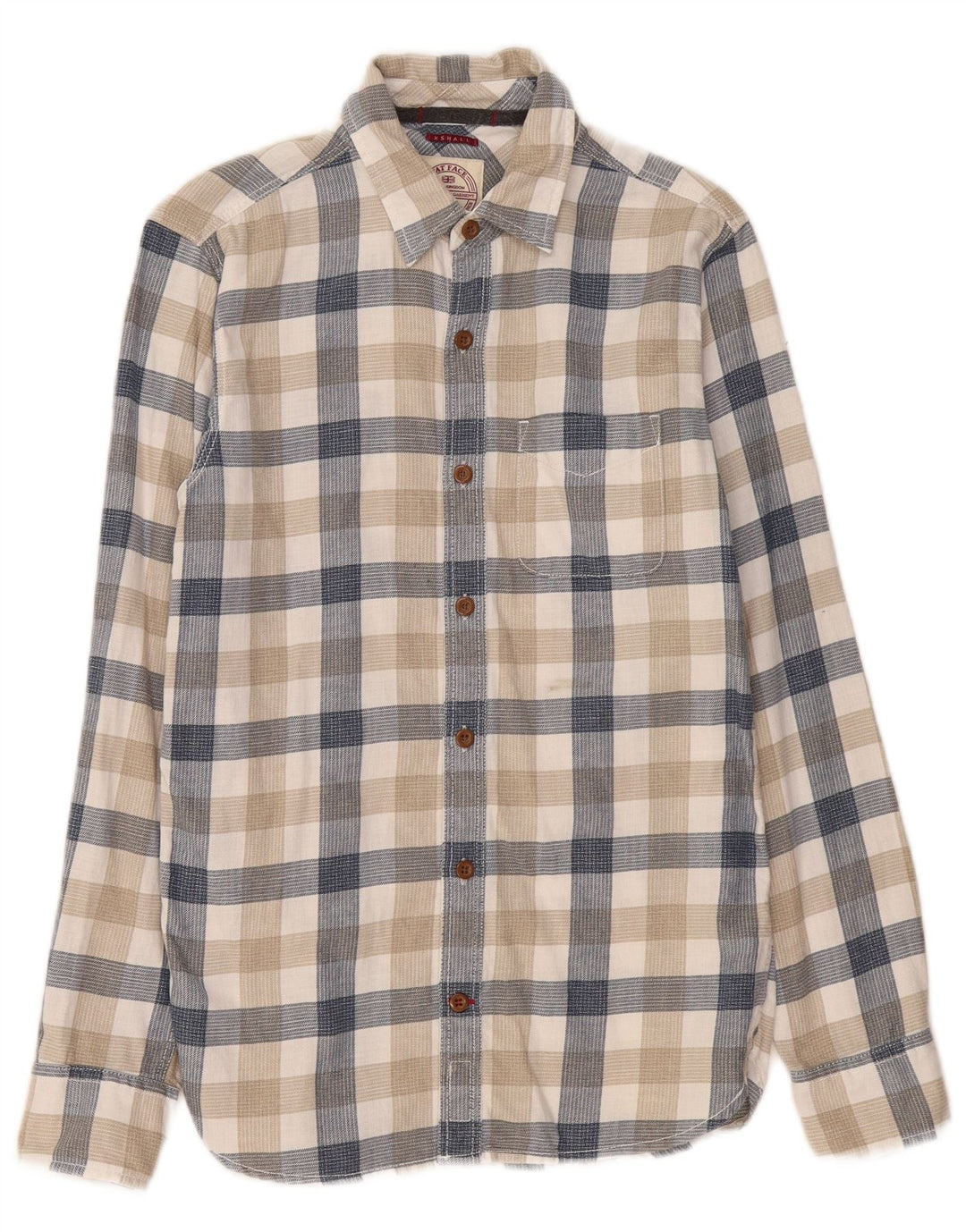 Fat Face Chemise en flanelle pour homme XS en coton à carreaux beige