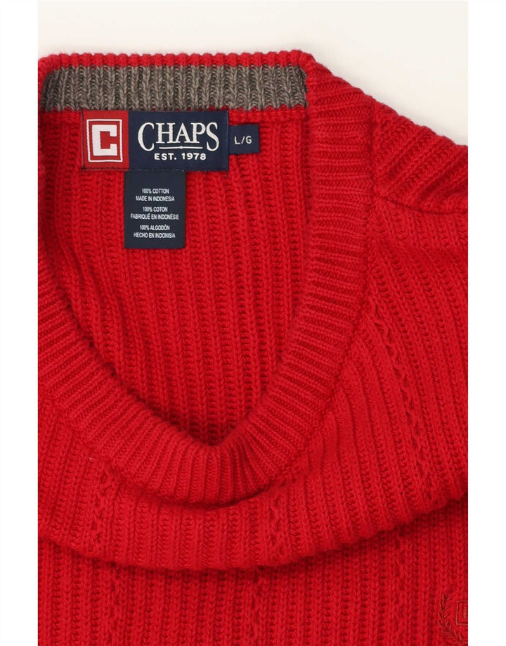 Chaps Pull à col rond pour homme en coton rouge Large