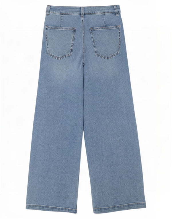 Marks & Spencer Jean large pour femme UK 12 Medium W28 L28 Bleu Coton