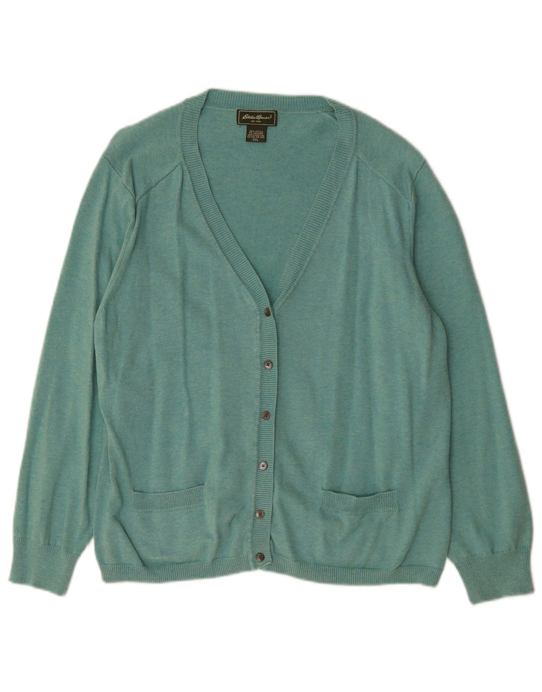 EDDIE BAUER Pull Cardigan Femme UK 20 2XL Vert Coton