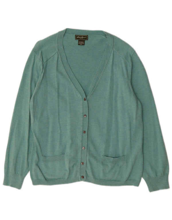 EDDIE BAUER Pull Cardigan Femme UK 20 2XL Vert Coton