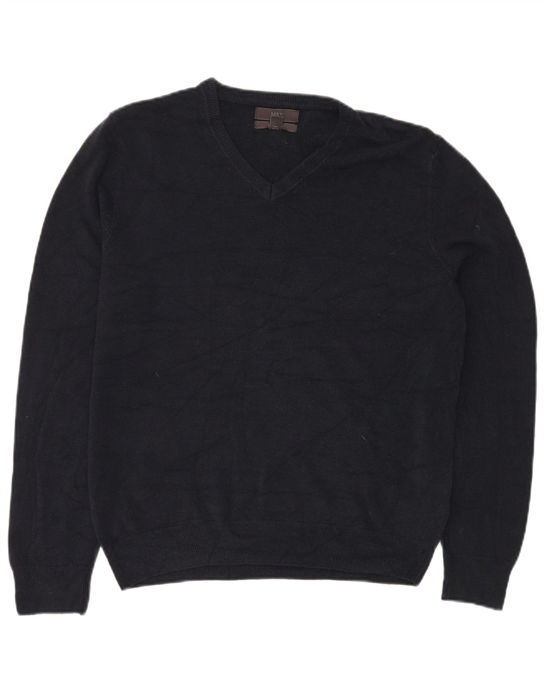 MARKS & SPENCER Pull col V pour homme en acrylique bleu marine Taille L
