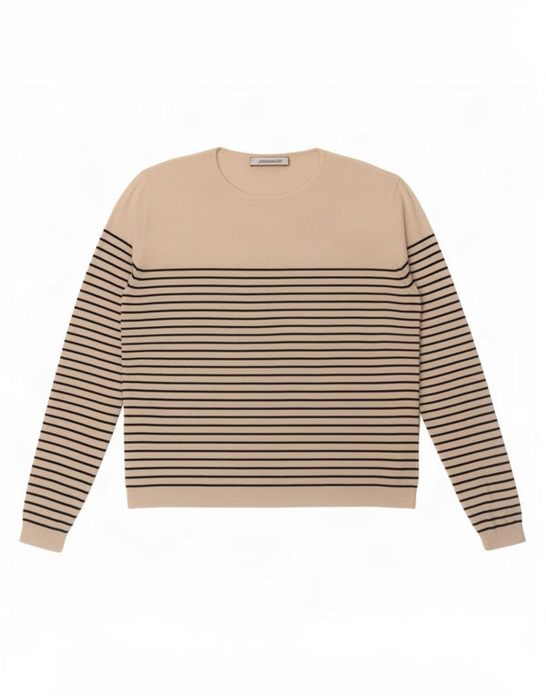 Zara Womens Crop Blouse Top UK 16 Large Viscose Rayé Blanc Cassé