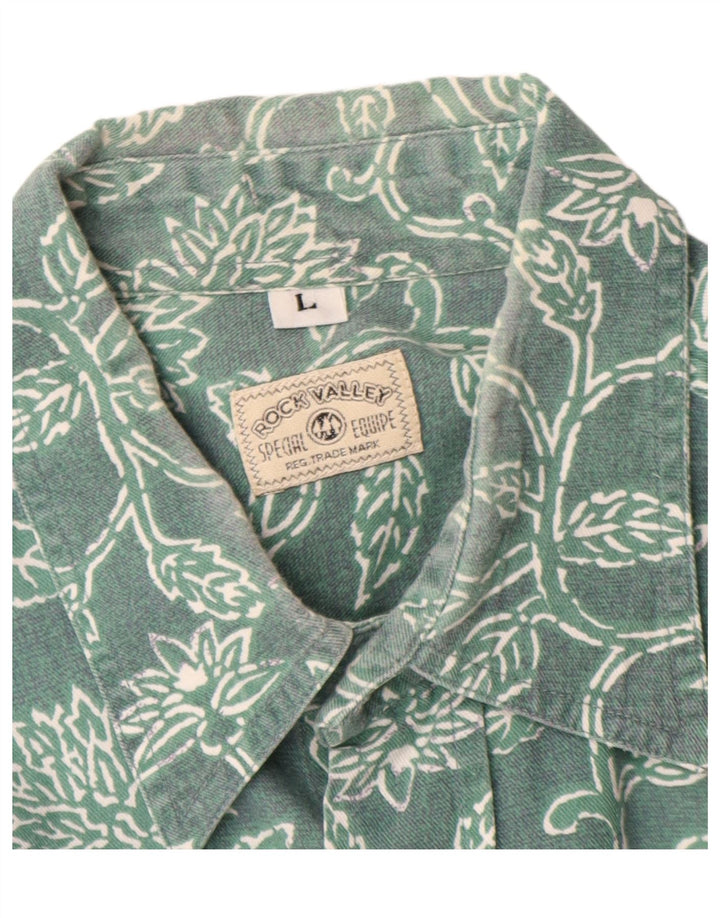Chemise Homme Vintage Grande Viscose Florale Verte