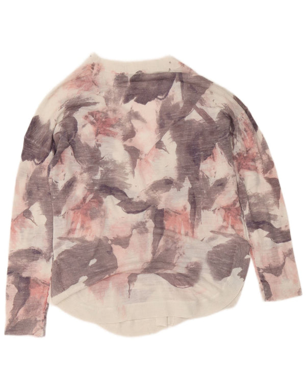 Marks & Spencer Pull cardigan à motif abstrait pour femme UK 14 Rose moyen
