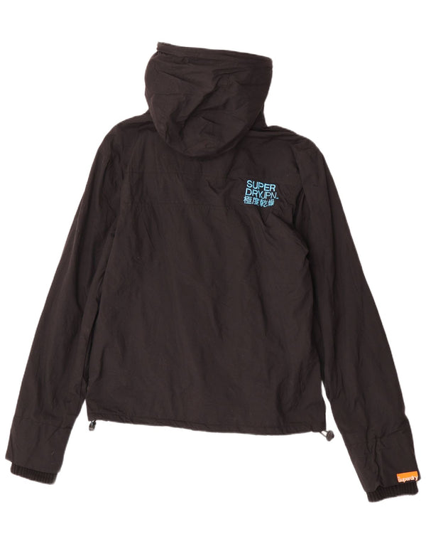 Superdry Veste coupe-vent à capuche pour femme UK 14 Medium Black Nylon