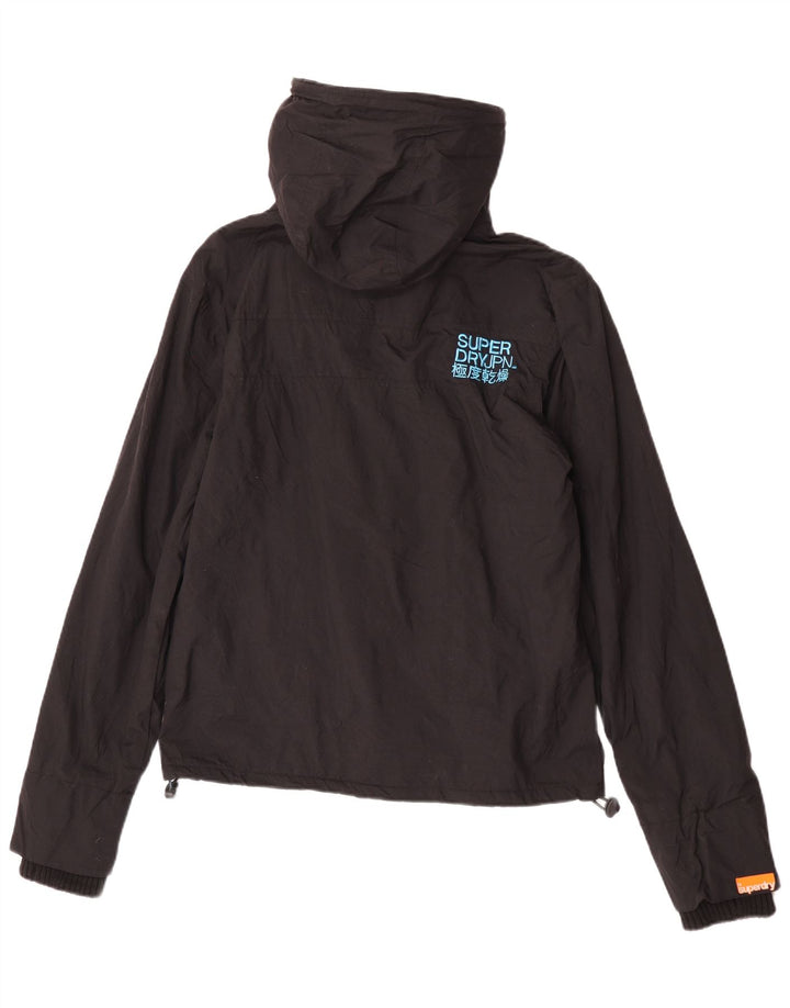 Superdry Veste coupe-vent à capuche pour femme UK 14 Medium Black Nylon