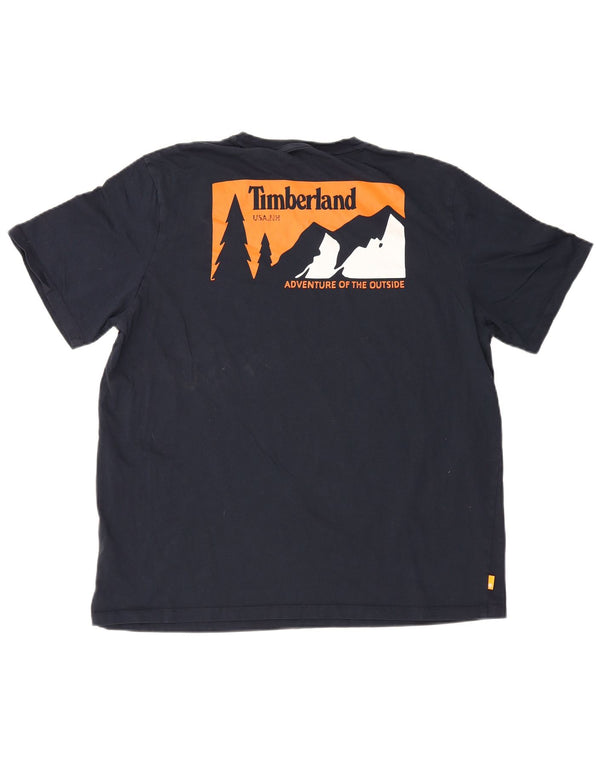 Timberland Mens Regular Fit Graphic T-Shirt Top 2XL Bleu Marine Coton