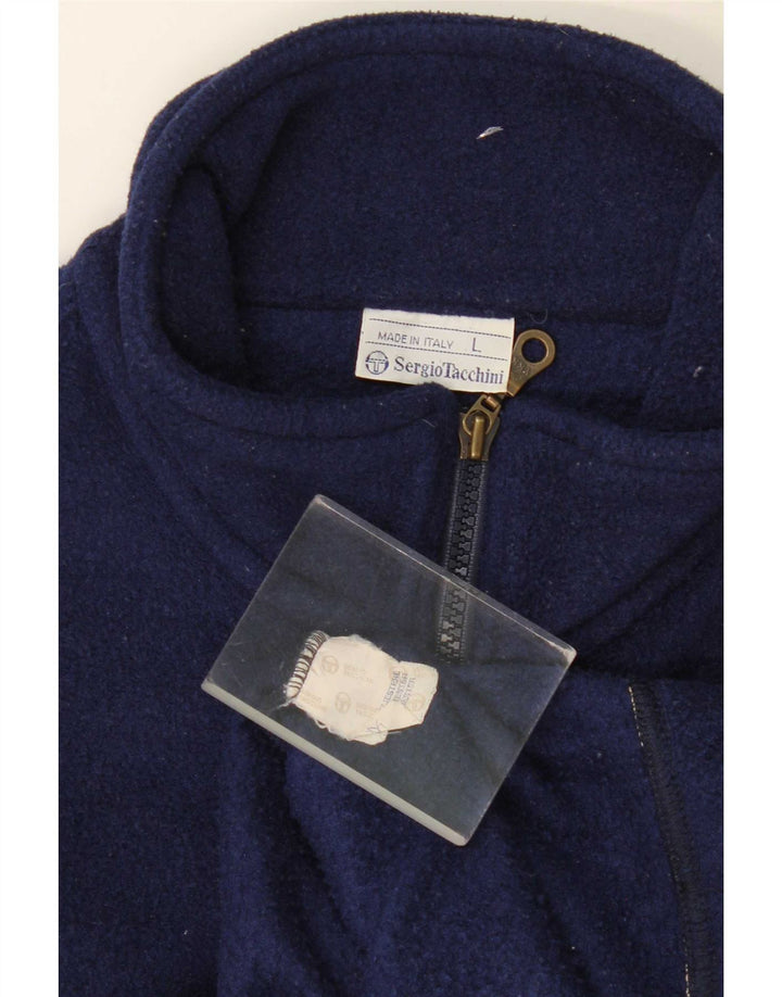 Sergio Tacchini Pull polaire à col zippé pour homme, grand, bleu marine, polyester
