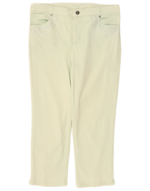 Marks & Spencer Jean Capri taille haute pour femme UK 14 Large W32 L22 Turquoise