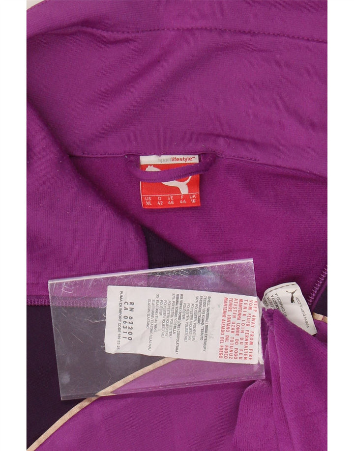 PUMA Veste de survêtement pour femme UK 16 Large Violet Colourblock Polyester