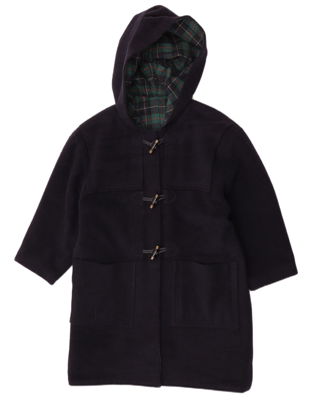 vintage Femmes À Capuchon Duffle Coat UK 16 Grand Bleu Marine