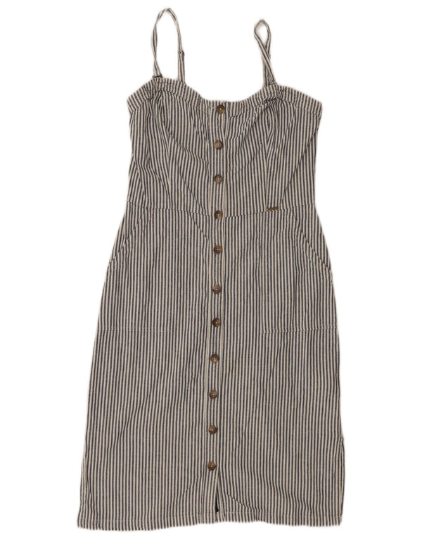 Superdry Robe d'été pour femme UK 10 Petit coton à fines rayures bleu marine