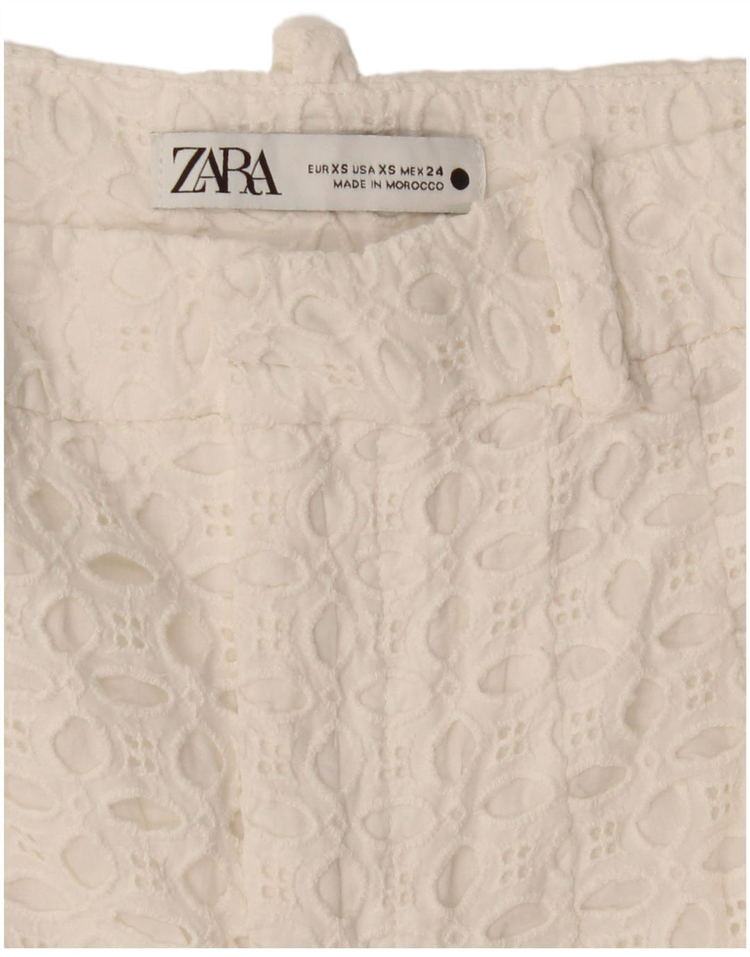 ZARA Short décontracté taille haute pour femme XS W24 Blanc