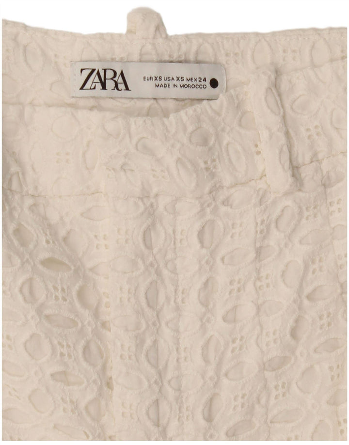 ZARA Short décontracté taille haute pour femme XS W24 Blanc