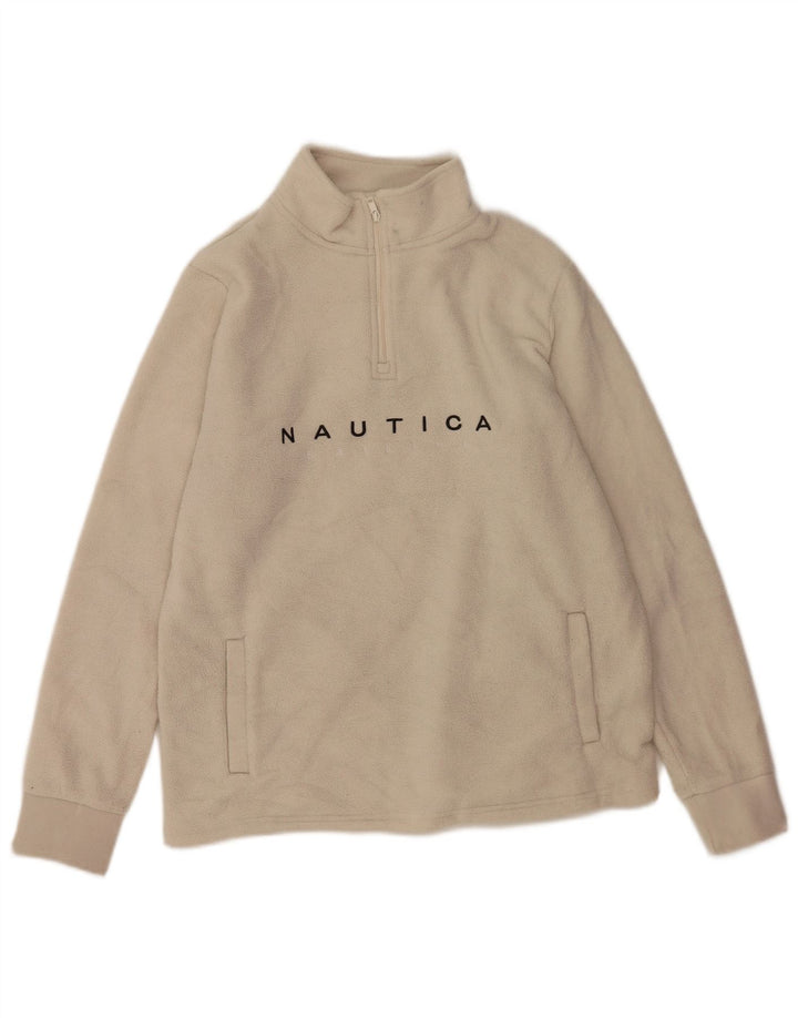 Nautica Pull polaire à col zippé pour homme en polyester blanc cassé moyen
