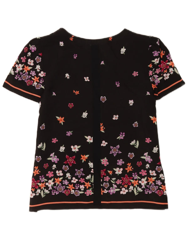 Oasis Chemisier Femme Haut UK 10 Petit Noir Floral Polyester