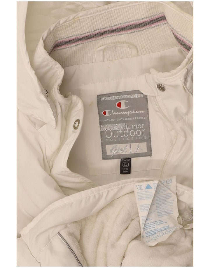 CHAMPION Veste coupe-vent à capuche pour fille 13-14 ans XL Blanc Polyester