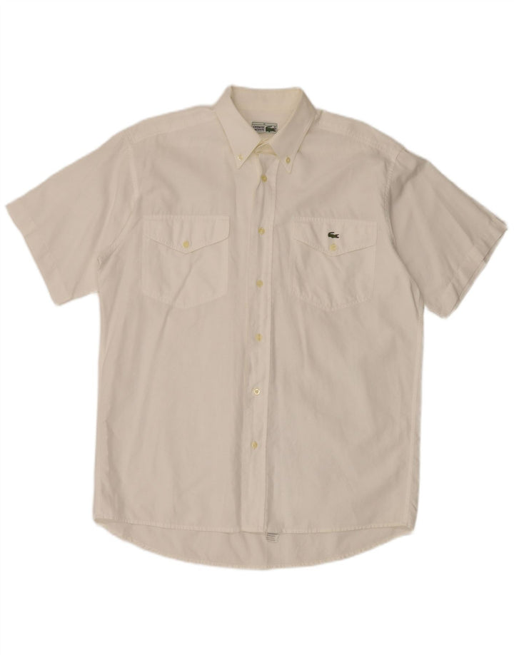 Lacoste Chemise à manches courtes pour hommes Taille 40 Coton blanc moyen