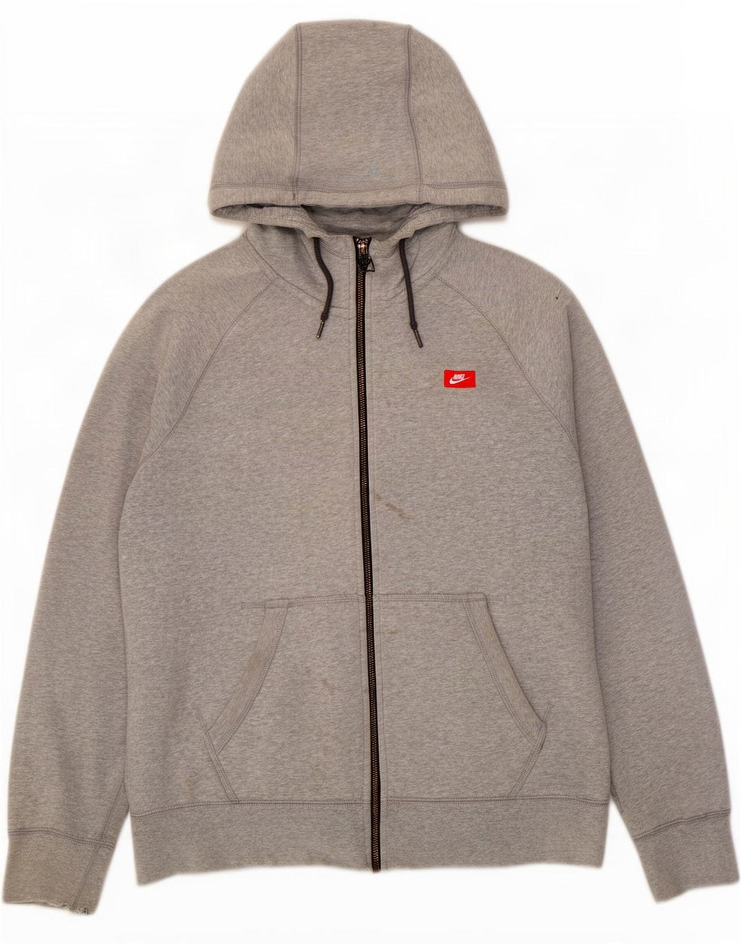 Nike Pull à capuche zippé graphique pour homme Grand coton gris