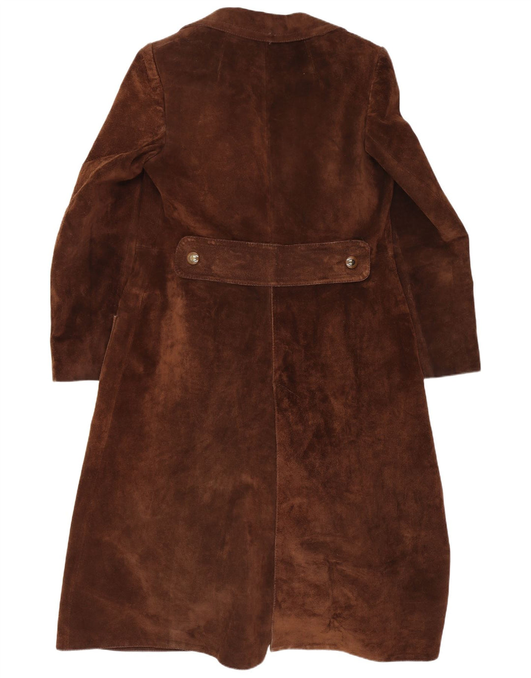 vintage Femmes Daim Double Breasted Coat UK 10 Petit Brun