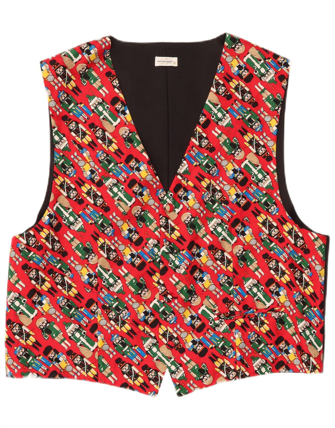VINTAGE Gilet à motif abstrait pour hommes XL Viscose rouge