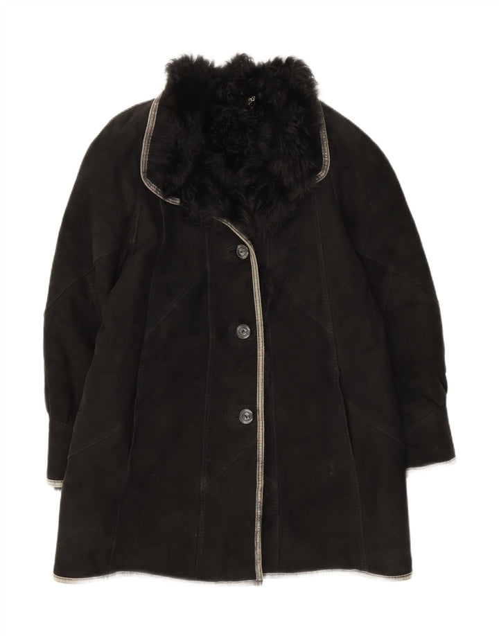 ANFOR Womens Oversized Shearling Coat IT 44 Medium Black Shearling Vintage Anfor and Second-Hand Anfor from Messina Hembry 