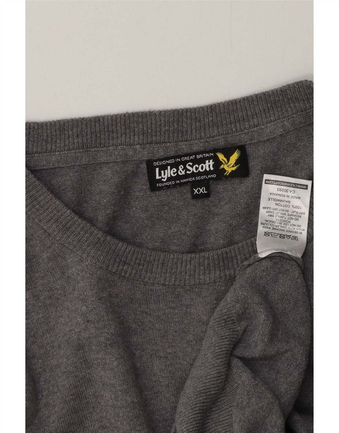 LYLE & SCOTT Pull col bateau pour homme 2XL Gris Coton