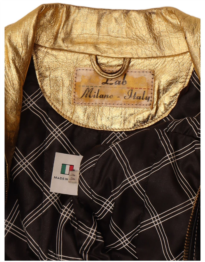 Veste en cuir femme vintage IT 44 Cuir noir moyen