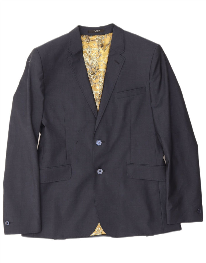 Ted Baker Veste blazer à 2 boutons pour homme UK 40 Grande laine vierge bleu marine