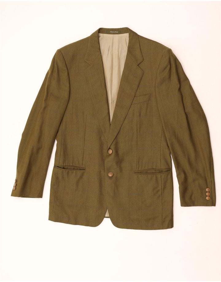 Yves Saint Laurent Veste blazer à 2 boutons pour homme IT 50 grand carreaux verts