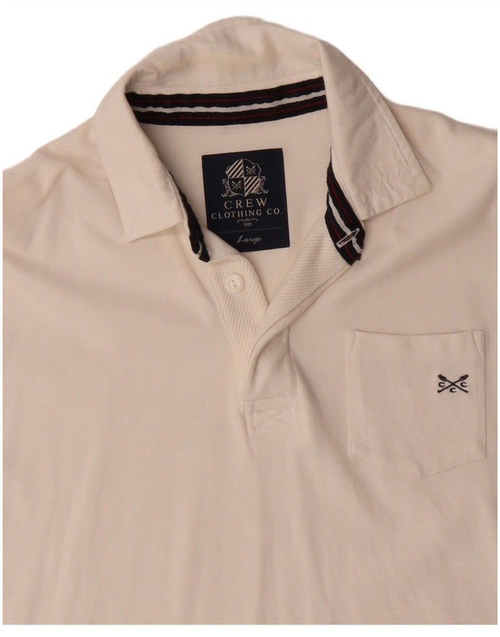 CREW CLOTHING Polo à manches longues pour homme en coton blanc