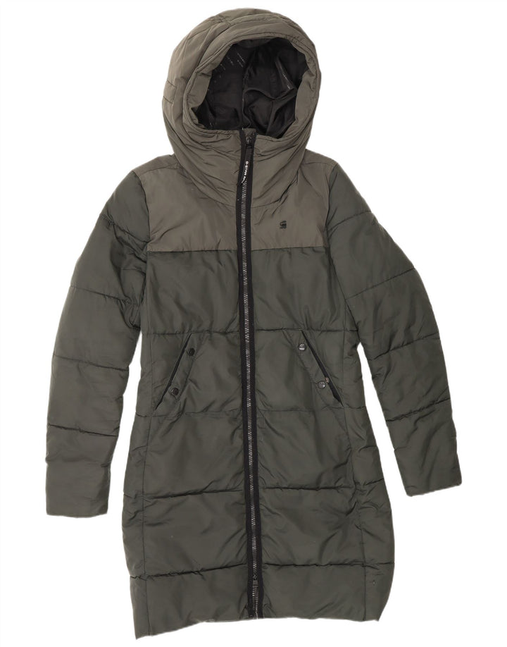 G-STAR Manteau rembourré à capuche pour femme UK 10 Small Vert Colorblock Polyester