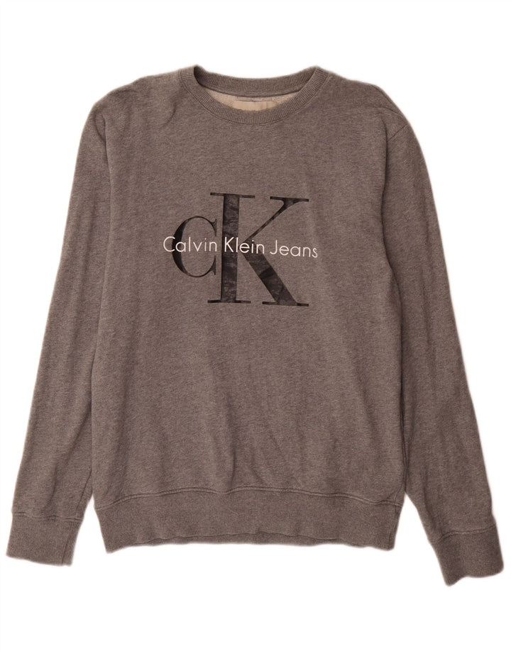Calvin Klein Jeans Sweat-Shirt Graphique Homme Gris Moyen Moucheté