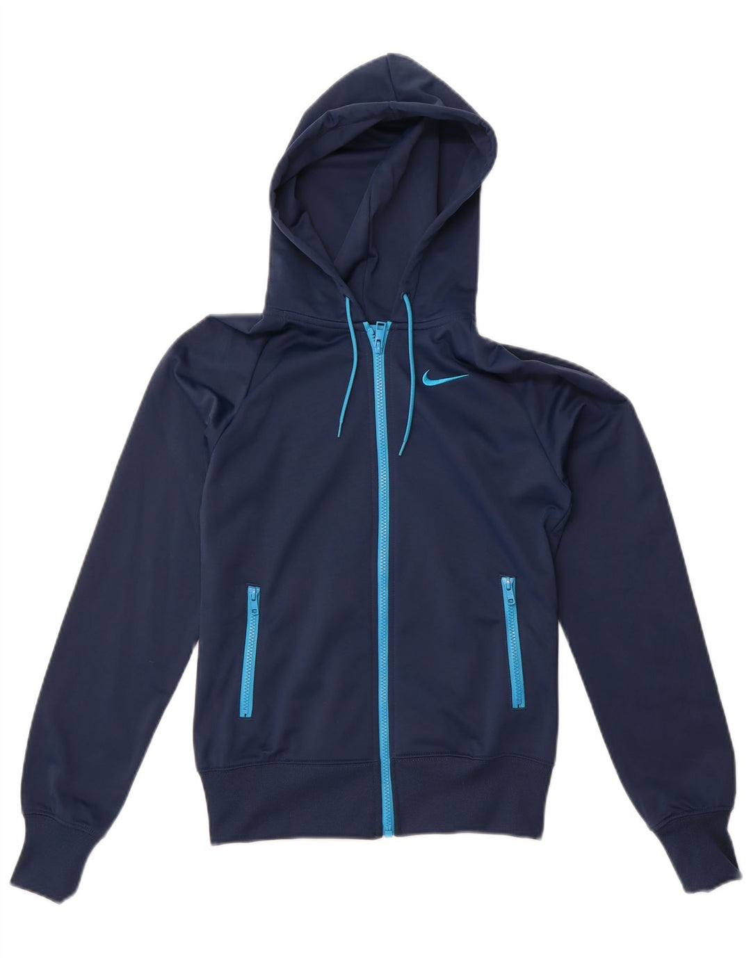 Nike Pull à capuche zippé pour femme UK 10 Petit Bleu marine Polyester