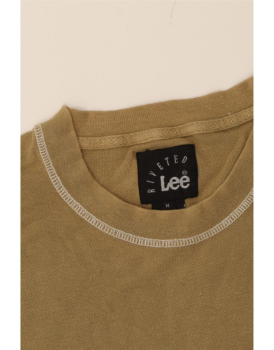 LEE Mens T-Shirt Top Medium Khaki Cotton Vintage Lee and Second-Hand Lee from Messina Hembry 