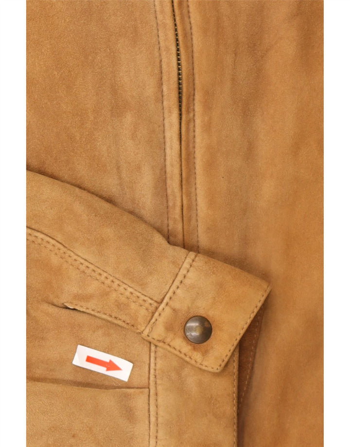 vintage Mens Suede Bomber Jacket IT 50 Grand Cuir Marron