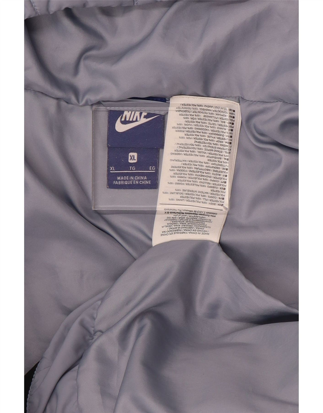 NIKE Veste matelassée à capuche graphique pour femme UK 18 XL Bleu Polyester