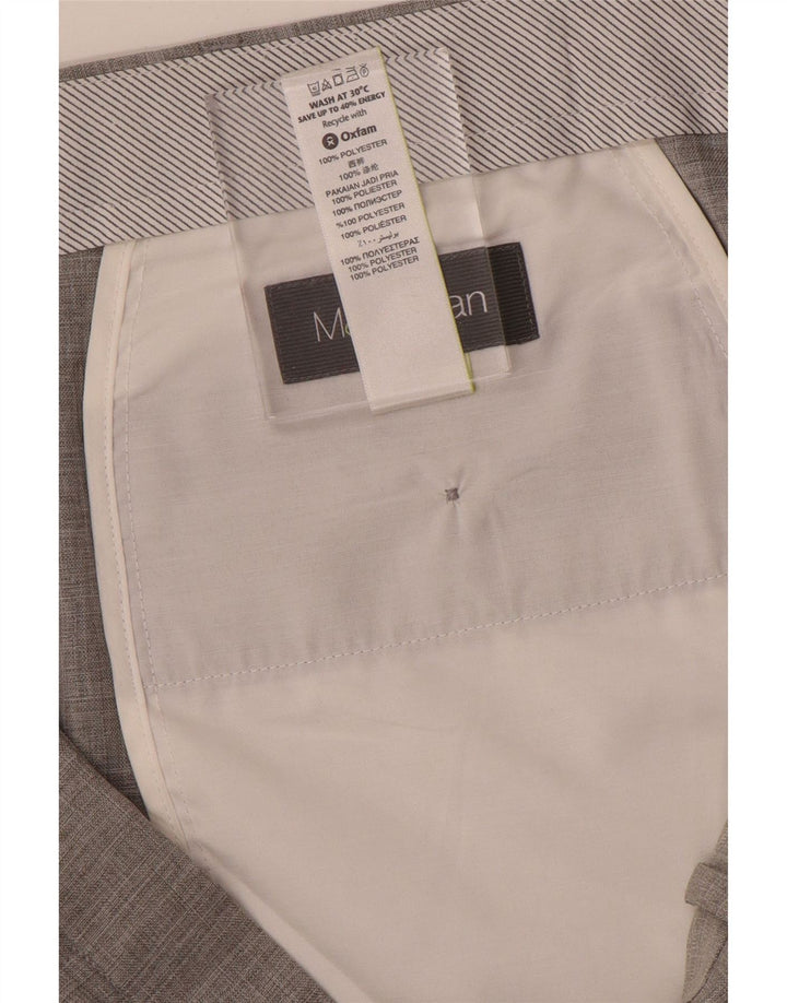 Marks & Spencer Pantalon de Costume Droit Homme W42 L33 Gris Polyester