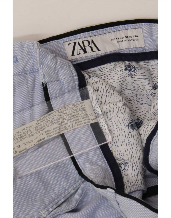 Zara Short Chino Homme EU 44 Large W34 Bleu Coton