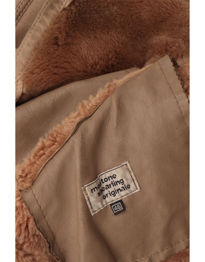 Veste Shearling Femme Vintage IT 46 Grand Shearling Beige