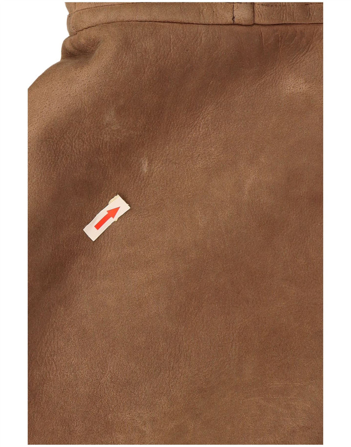 manteau en peau de mouton femme vintage UK 10 Petit Brun