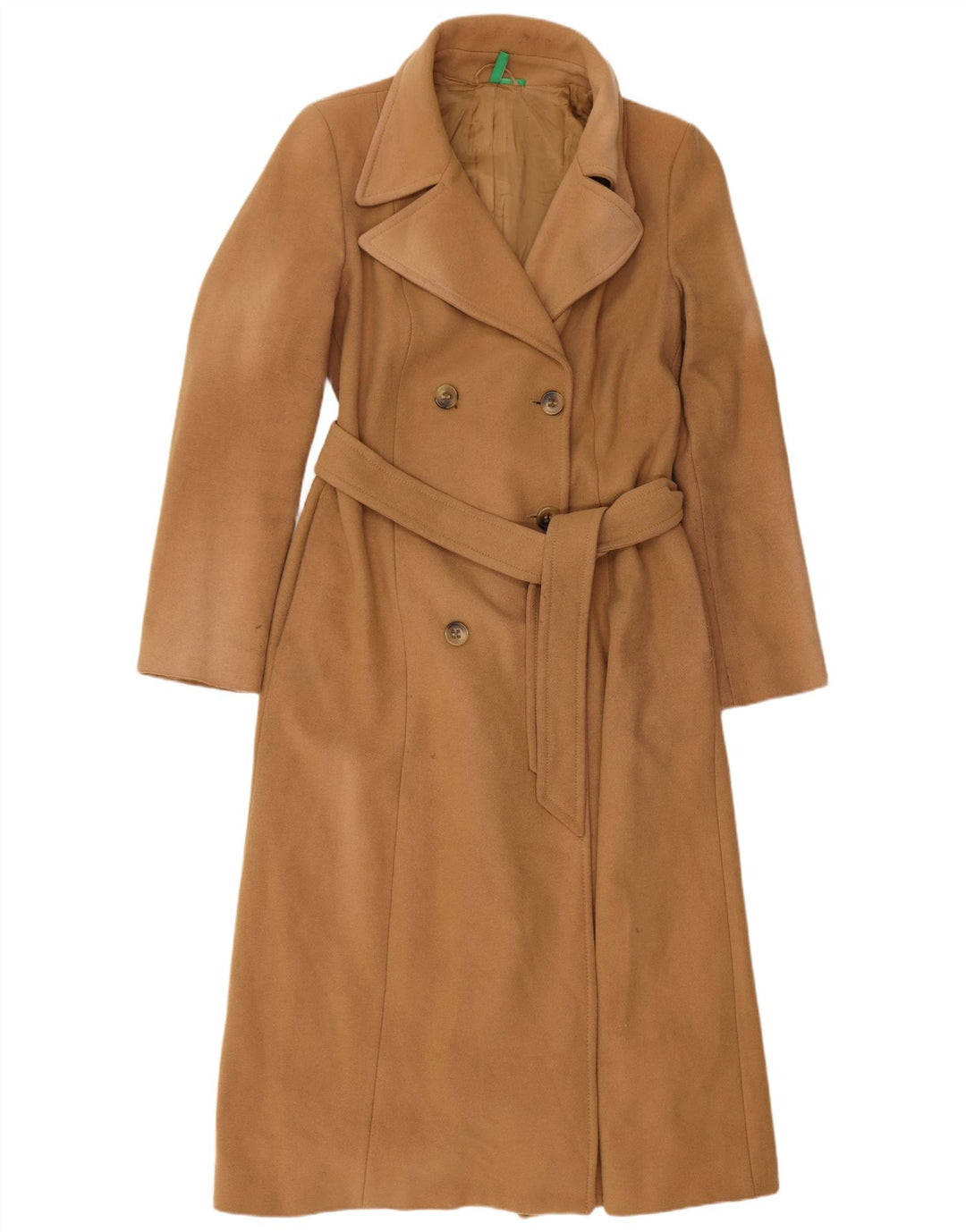 Benetton Manteau Croisé Femme IT 44 Laine Beige Moyen