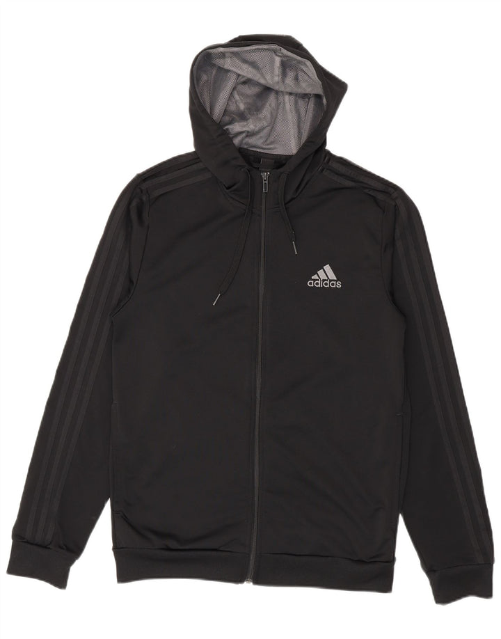 Adidas Pull à capuche zippé pour homme UK 38/40 Polyester noir moyen