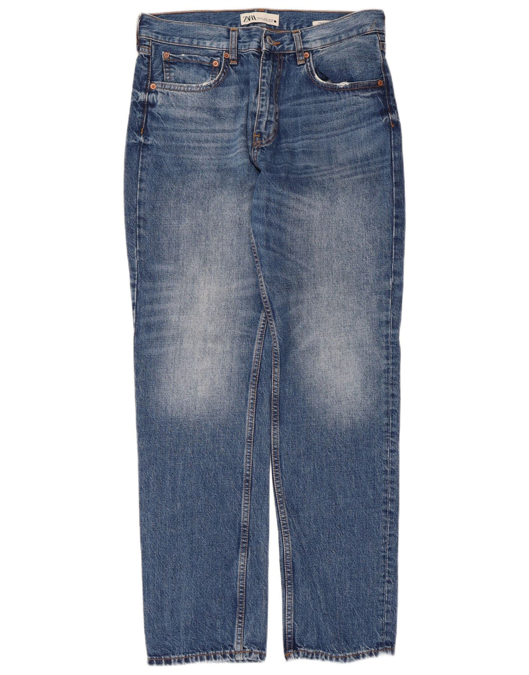 Zara Jean droit femme EU 40 Medium W30 L30 bleu coton